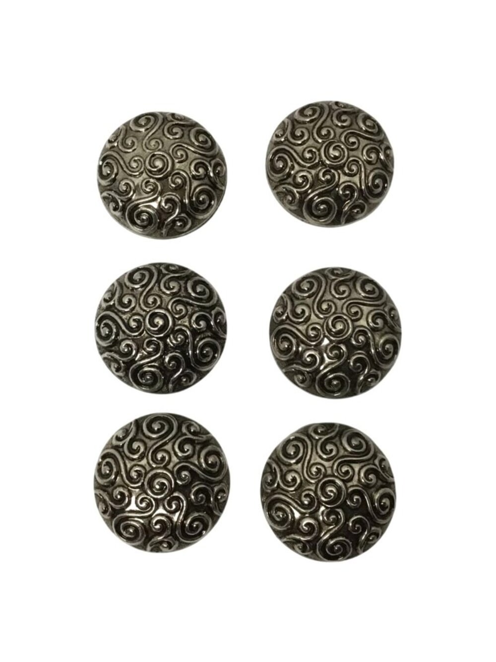 Metal Vintage Swirl Design Button Covers Set of 6
